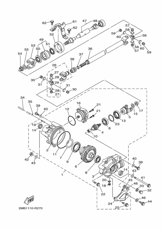 Yamaha 2MB-46109-00 Drive Shaft Comp. — shown on the Front Differential parts diagram