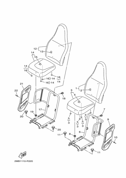 Yamaha 2MB-F4711-00 . Cover, Single Seat — shown on the Seat parts diagram