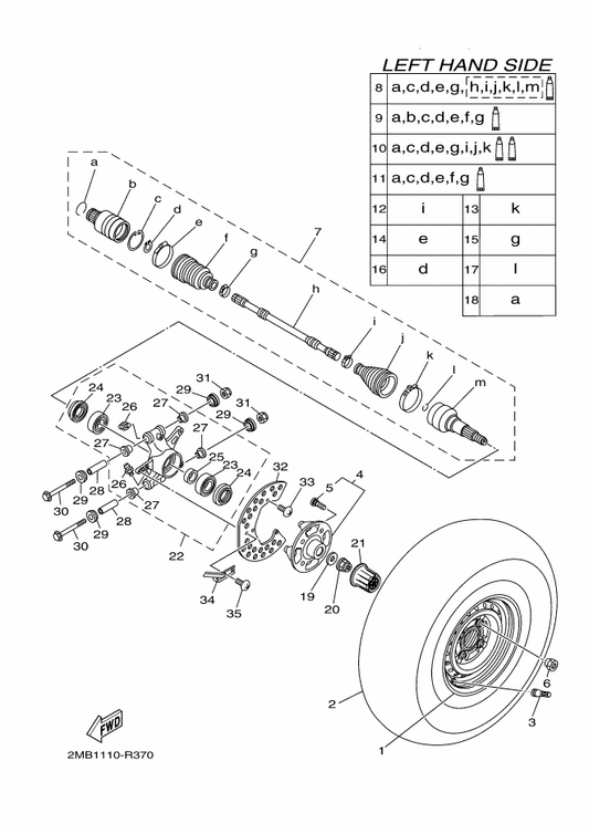Yamaha 1XD-F5390-00 Rear Wheel Comp. — shown on the Rear Wheel parts diagram