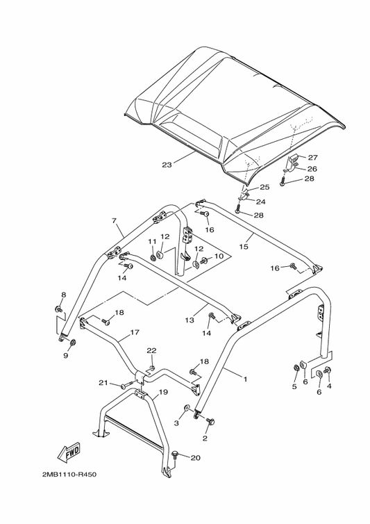 Yamaha 2MB-K8393-00 Member, Roof Frame 2 — shown on the Guard 2 parts diagram