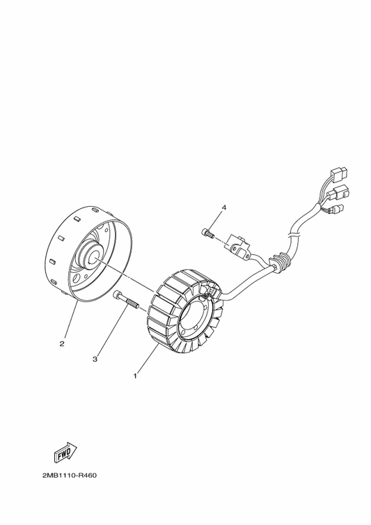 Yamaha 2MB-H1410-00 Stator Assy — shown on the Generator parts diagram