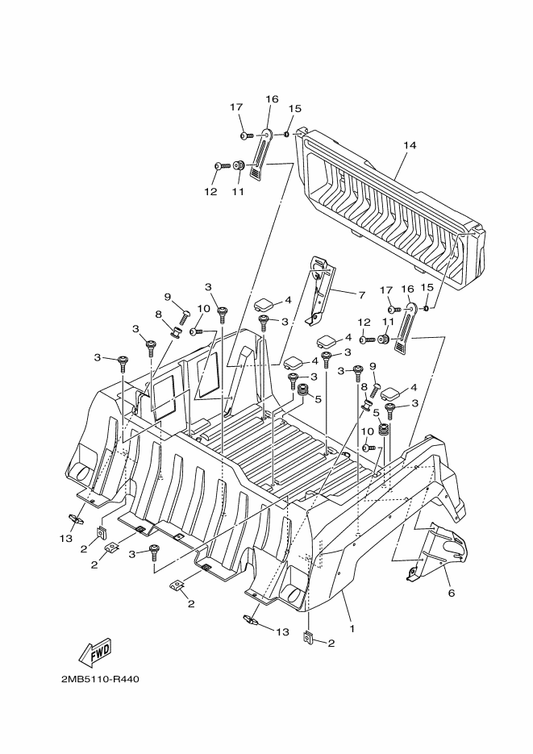 Yamaha 2MB-F1171-10 Box — shown on the Carrier parts diagram