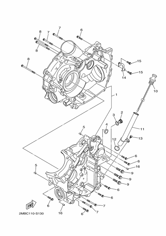 Yamaha 2MB-E5362-01 Plug, Oil Level — shown on the Crankcase parts diagram