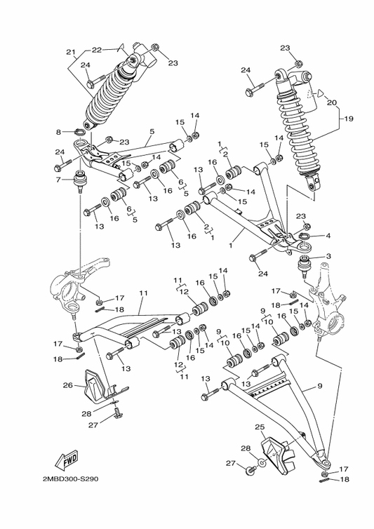 Yamaha 2MB-F350A-70 Fr. Shock Absorber Assy. ,1 — shown on the Front Suspension & Wheel parts diagram