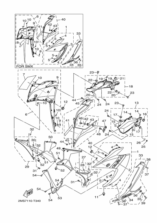 Yamaha 1WD-XF839-00-P2 Under Cover Assy 2 — shown on the Cowling 1 parts diagram
