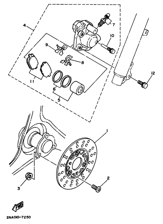 Yamaha 2NA-W0045-01 . ブレーキパツドキツト — shown on the フロントブレーキキヤリパ parts diagram