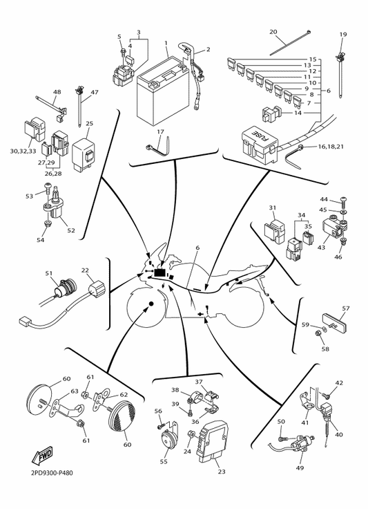 Yamaha 2PD-82590-00 Wire Harness Assy — shown on the Electrical 2 parts diagram