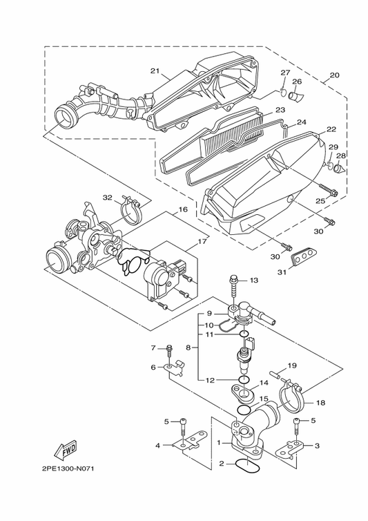 Yamaha 4P9-E3575-00 Band — shown on the Intake parts diagram