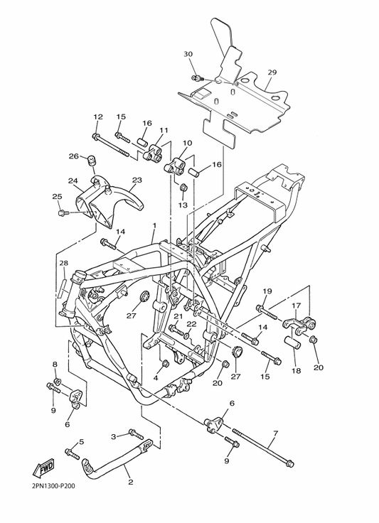 Yamaha 2PN-21110-00 Frame Comp. — shown on the Frame parts diagram