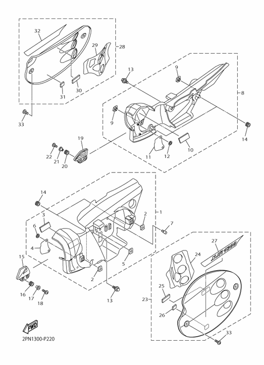 Yamaha 2PN-2837V-00 . Grill, Air Outlet 1 — shown on the Side Cover parts diagram