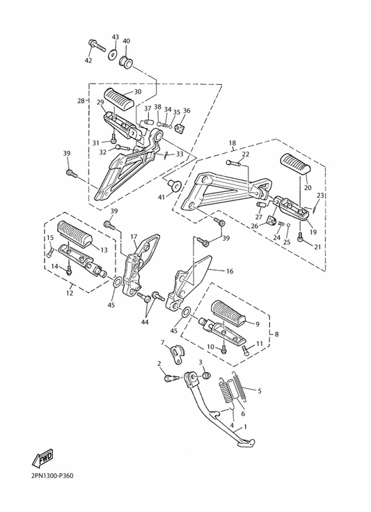 Yamaha 5GJ-27431-00 . Footrest, Rear 1 — shown on the Stand & Footrest parts diagram