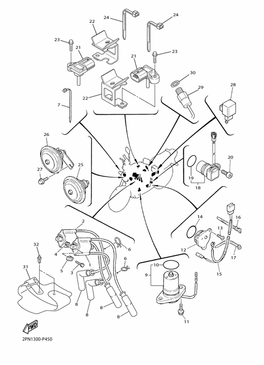 Yamaha 5EA-82370-00 Plug Cap Assy — shown on the Electrical 1 parts diagram