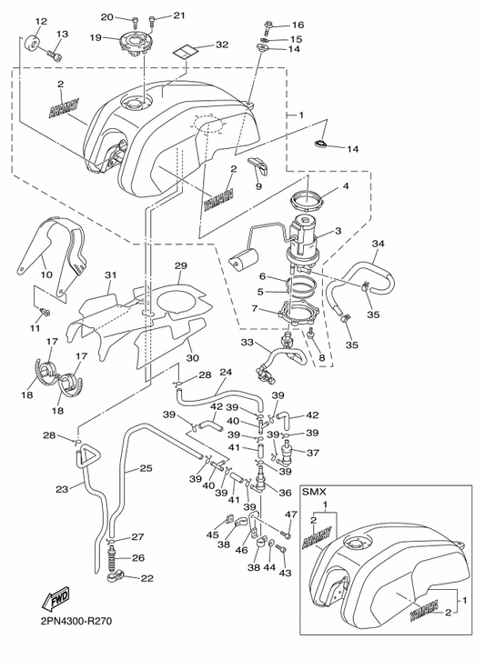 Yamaha 2PN-24203-09 Fuel Tank Assy — shown on the Fuel Tank parts diagram