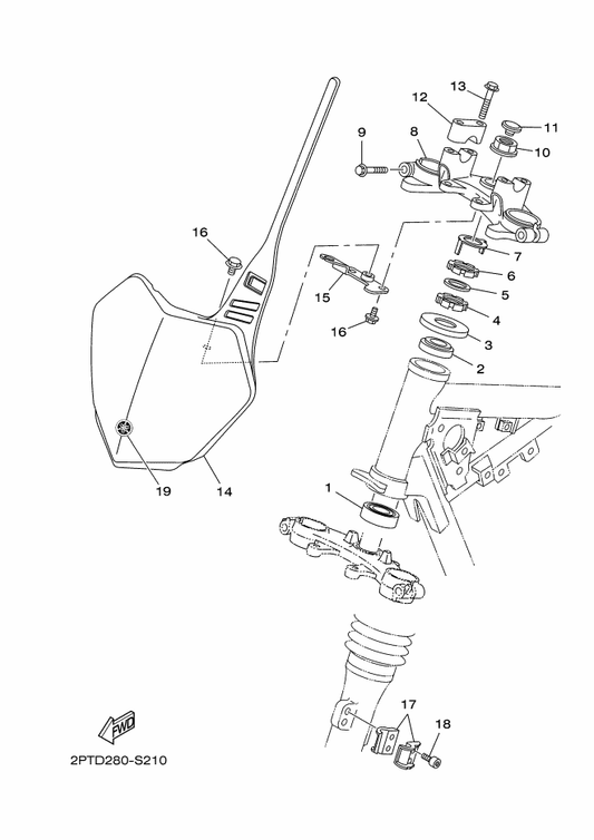 Yamaha 1B2-F3485-10 Plate, Number — shown on the Steering parts diagram