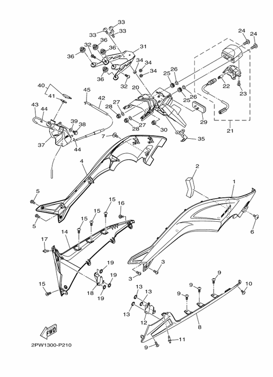 Yamaha 4B5-28217-00 Damper 1 — shown on the Side Cover 2 parts diagram