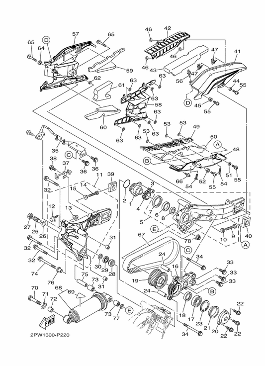 Yamaha 90110-06163 . Bolt, Hexagon Socket Head — shown on the Rear Arm & Suspension parts diagram