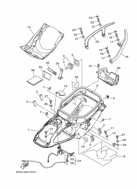 Yamaha 90387-08068 Collar — shown on the Seat 2 parts diagram