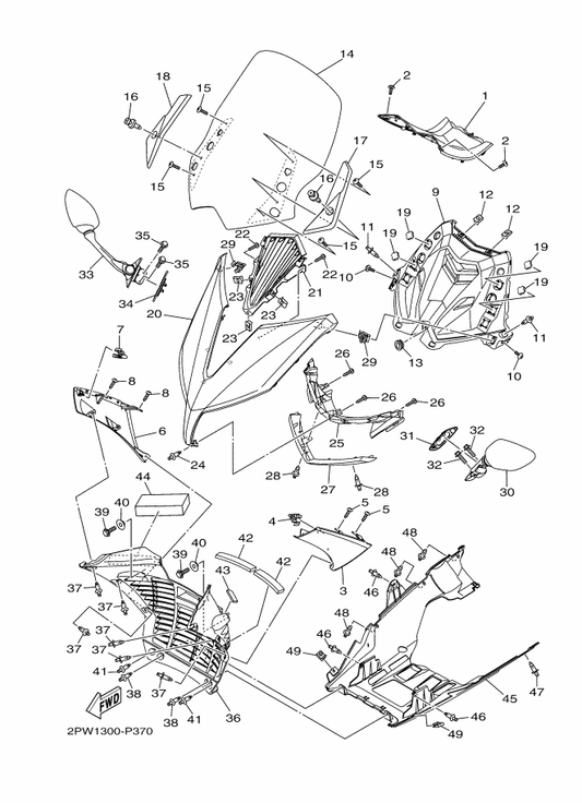 Yamaha 90387-060U0 Collar — shown on the Windshield parts diagram