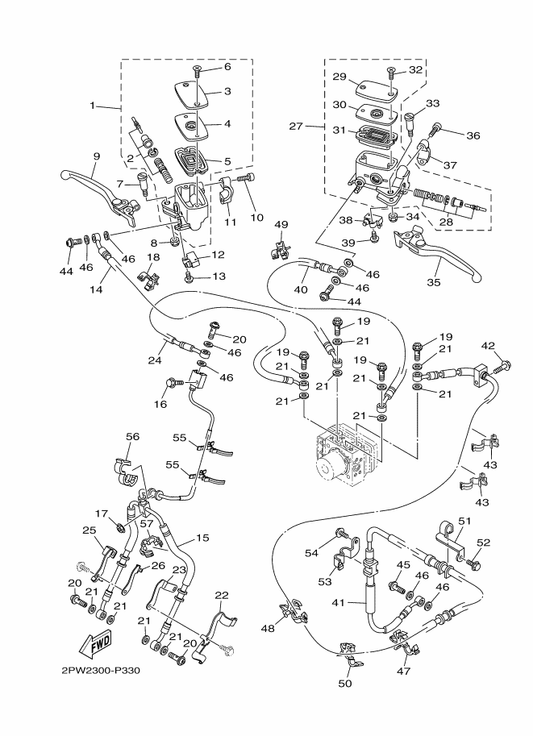 Yamaha 90401-10020 Bolt, Union — shown on the Front Master Cylinder parts diagram