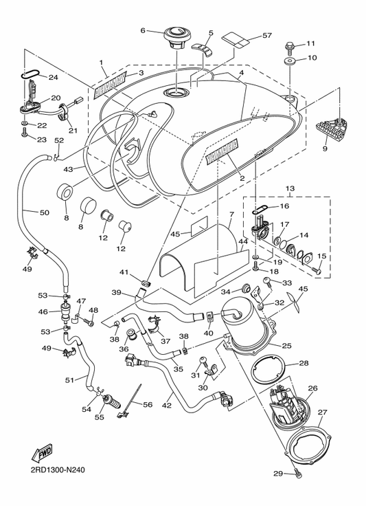 Yamaha 3HT-YG241-10-01 Fuel Tank Comp. — shown on the Fuel Tank parts diagram