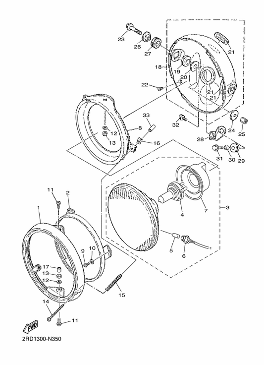 Yamaha 3SX-84397-00 . Cover, Socket — shown on the Headlight parts diagram