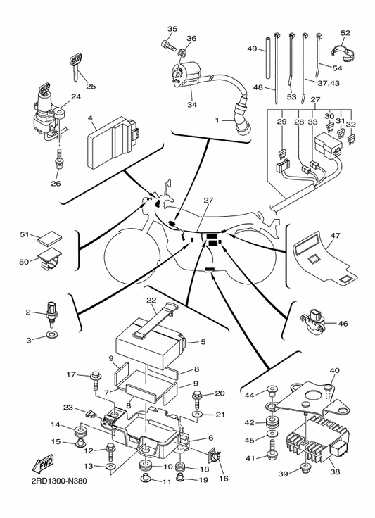 Yamaha 3HT-8711E-10 Stay, Rectifier — shown on the Electrical 1 parts diagram