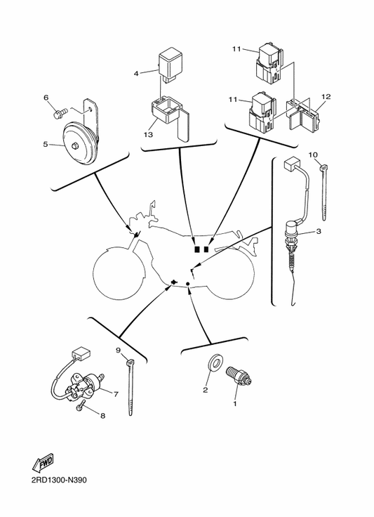 Yamaha 3HT-82530-00 Stop Switch Assy — shown on the Electrical 2 parts diagram