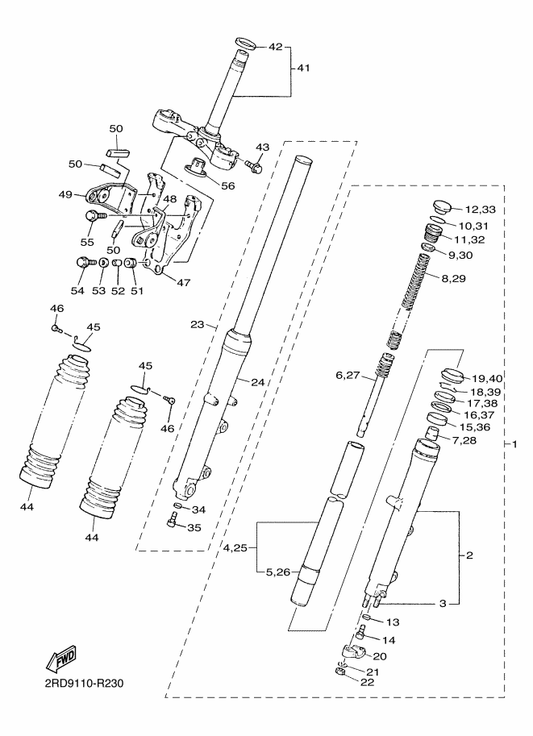 Yamaha 5JX-23125-00 . Metal, Slide 1 — shown on the Front Fork parts diagram