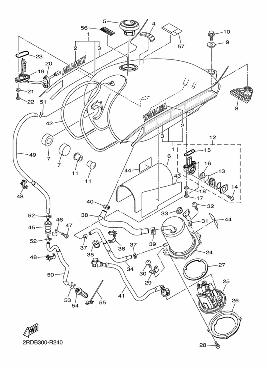 Yamaha 3HT-24425-00 Bracket, Fuel Pump 1 — shown on the Fuel Tank parts diagram