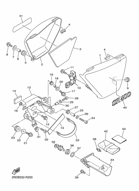 Yamaha 90201-06104 Washer, Plate — shown on the Side Cover parts diagram