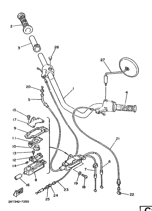 Yamaha 90123-06011 Bolt — shown on the Steering Handle & Cable parts diagram