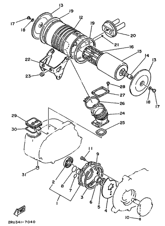 Yamaha 2N3-14412-00 Cap, Cleaner Case 1 — shown on the Intake parts diagram