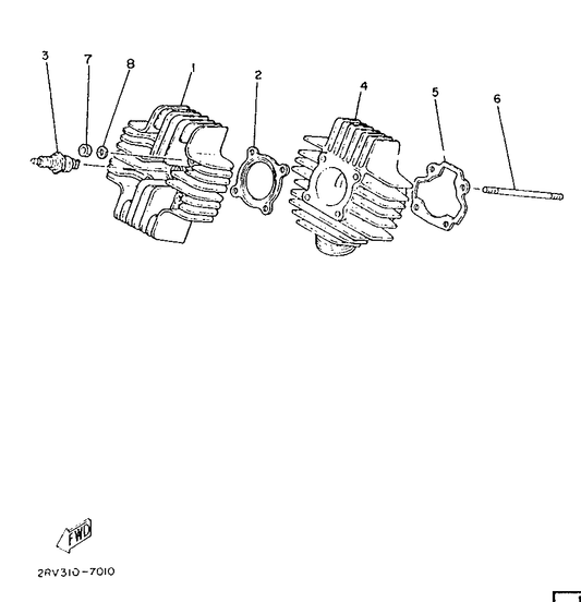 Yamaha 94701-00248 Plug, Spark — shown on the Cylinder parts diagram