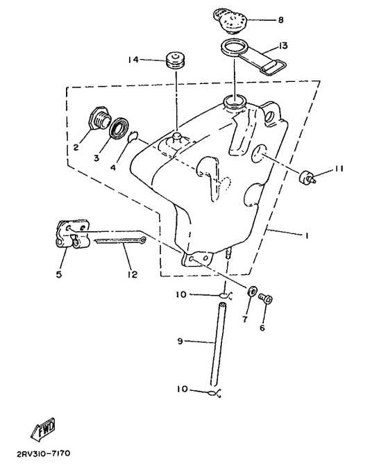 Yamaha 1Y1-21764-00 . Lens, Level Gauge — shown on the Oil Tank parts diagram