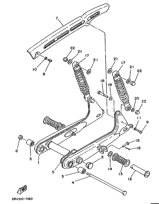Yamaha 180-22117-00 Cap — shown on the Rear Arm & Suspension parts diagram