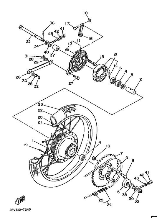 Yamaha 93106-20001 Oil Seal — shown on the Rear Wheel parts diagram