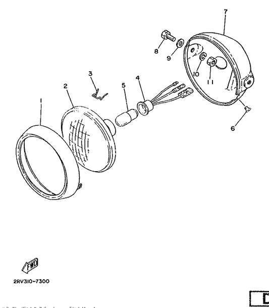 Yamaha 195-84320-00 Lens Assy — shown on the Headlight parts diagram