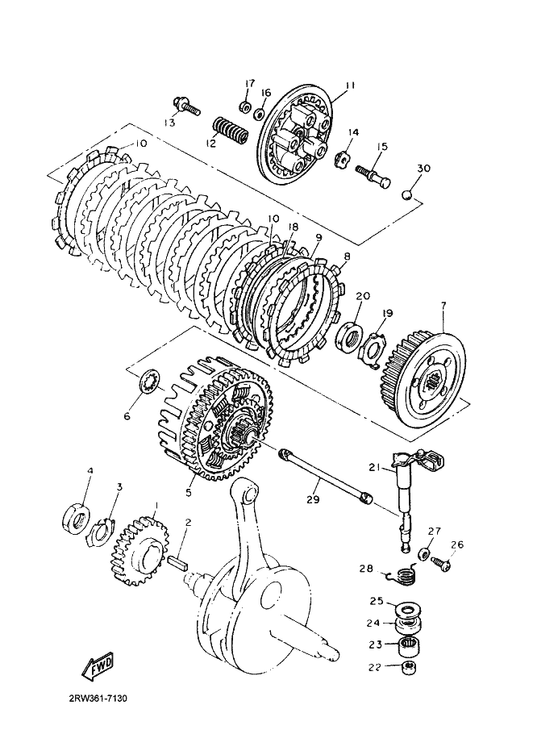 Yamaha 90501-23142 Spring, Compression — shown on the Clutch parts diagram