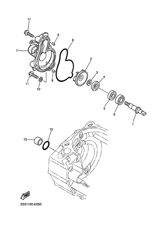 Yamaha 5TG-12422-00 Cover, Housing — shown on the Water Pump parts diagram