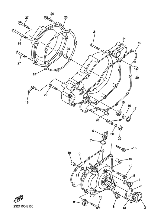 Yamaha 2S2-15462-00 Gasket, Crankcase Cover 3 — shown on the Crankcase Cover 1 parts diagram