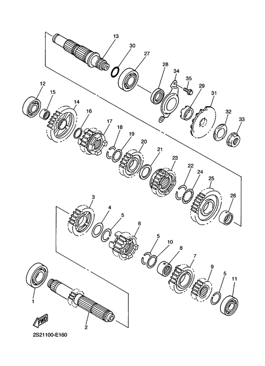 Yamaha 2S2-17131-00 Gear, 3Rd Pinion(18T) — shown on the Transmission parts diagram