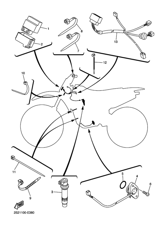 Yamaha 2S2-85540-10 C.D.I. Unit Assy — shown on the Electrical 1 parts diagram