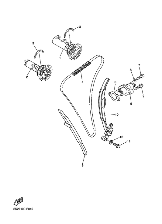 Yamaha 2S2-12170-00 Camshaft Assy 1 — shown on the Camshaft & Chain parts diagram