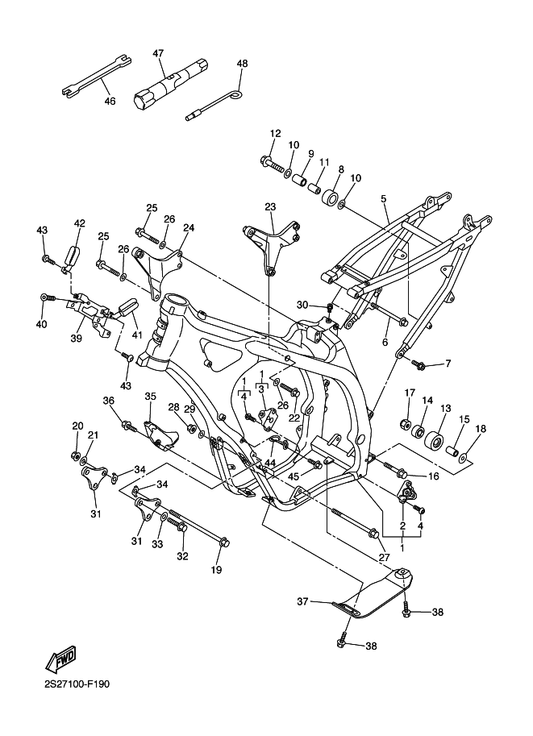 Yamaha 2S2-21471-00 Protector, Engine — shown on the Frame parts diagram