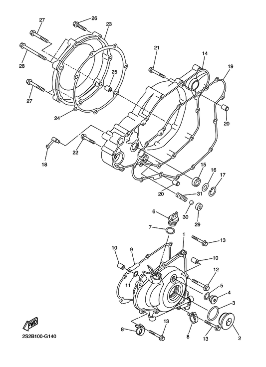 Yamaha 2S2-15411-11 Cover, Crankcase 1 — shown on the Crankcase Cover 1 parts diagram