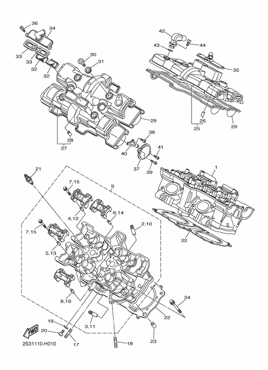 Yamaha 91810-20001 . Pin, Dowel — shown on the Cylinder Head parts diagram
