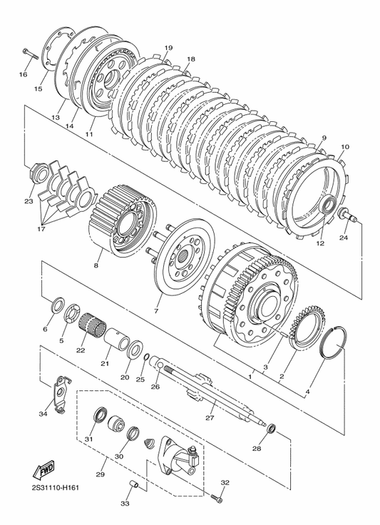 Yamaha 5YU-16334-00 Spring, Clutch 2 — shown on the Clutch parts diagram