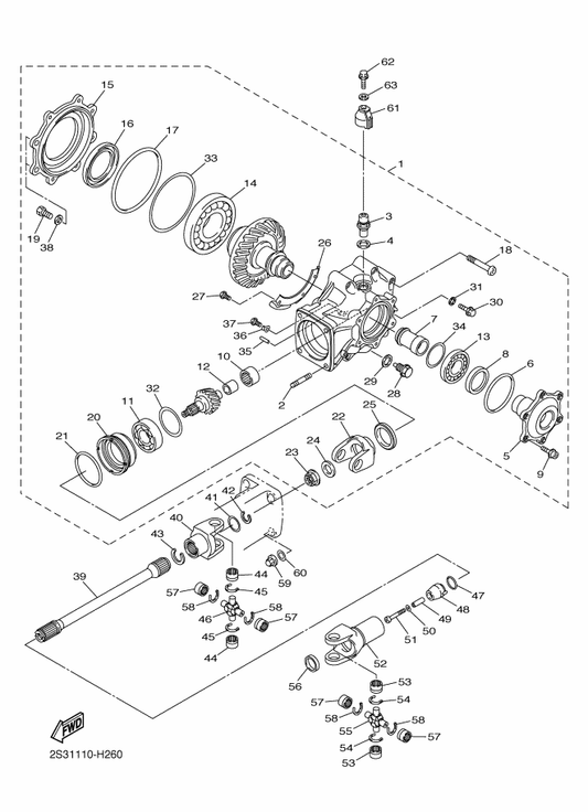 Yamaha 95024-06014 . Bolt, Flange — shown on the Drive Shaft parts diagram