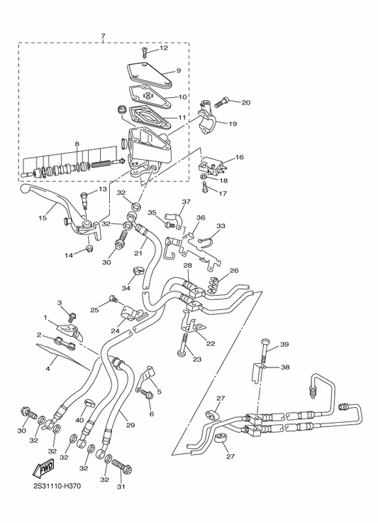 Yamaha 5VS-2586F-00 Nut, Cover — shown on the Front Master Cylinder parts diagram