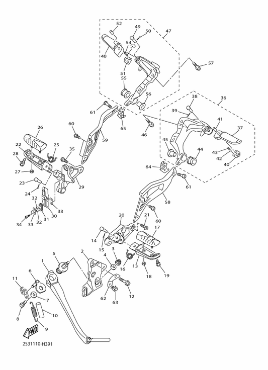 Yamaha 90464-16021 Clamp — shown on the Stand & Footrest parts diagram